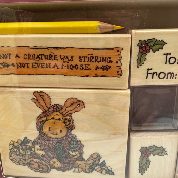 Boyd Bears&Friends 1st Edition Rubber Stamp Kit Manheim the EcoMoose Holiday Set - Picture 6 of 6